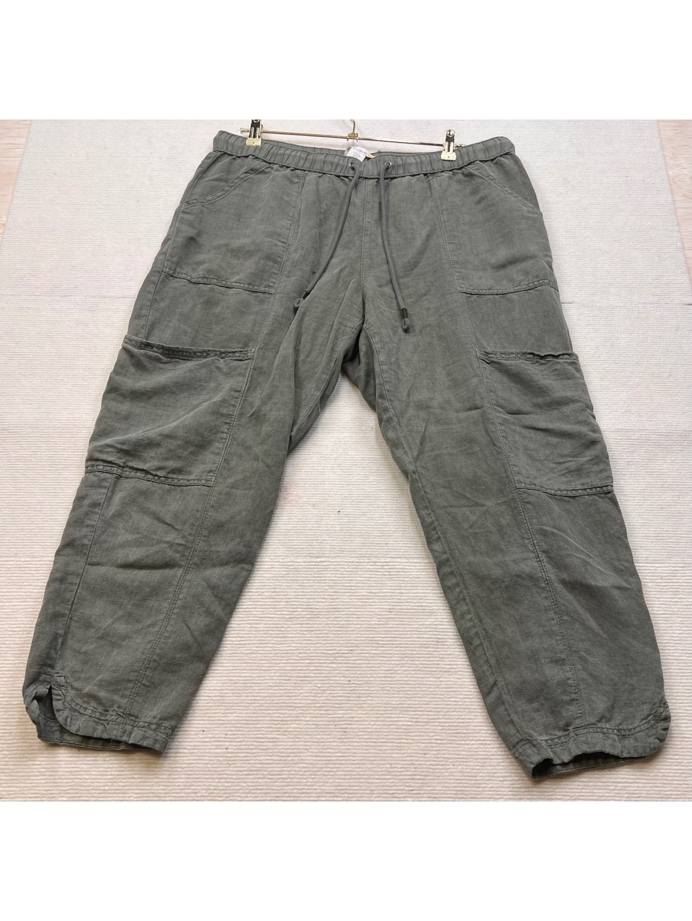 C&C California Olive Green Linen Cargo Jogger Pants Size XL